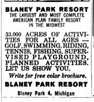 Blaney Park Resort - 1965 Ad In Cincinatti Paper (newer photo)